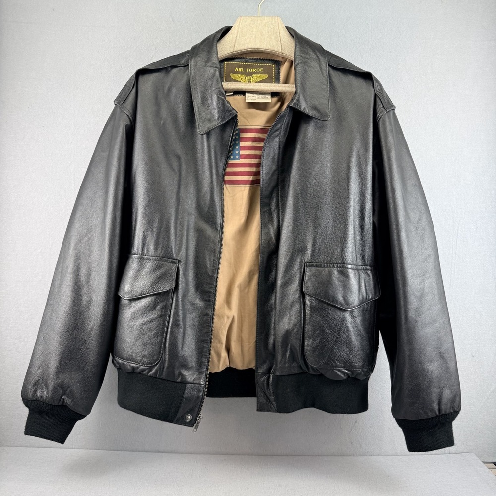 Landing Leathers Air Force A-2 Bomber Jacket Men XXL Black Leather Flight Jacket